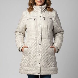 Guess Quilted Puffer Jacket - Cream - Size Large (Fits like Medium)